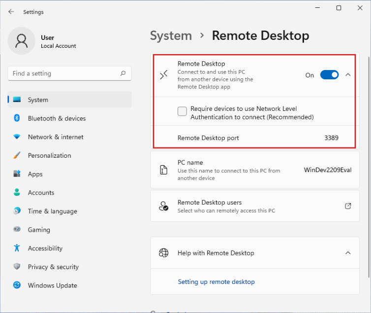 Windows11. Удаленный рабочий стол