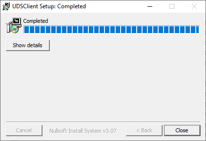Завершение установки OpenUDS Client for Microsoft Windows