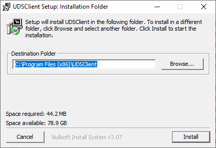 Установка OpenUDS Client for Microsoft Windows. Выбор каталога для установки
